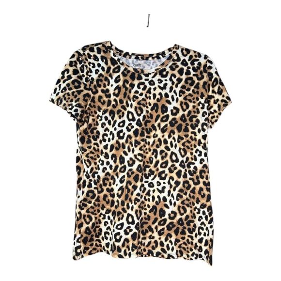 Victoria's Secret PINK Medium M‎ Leopard Print Top Tee Shirt Black White Brown - Picture 1 of 4